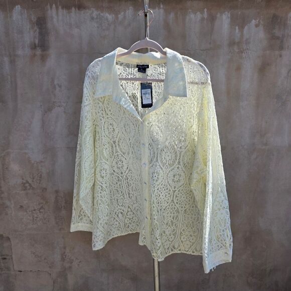 City Chic Cream Lace Blouse - Picture 2 of 6